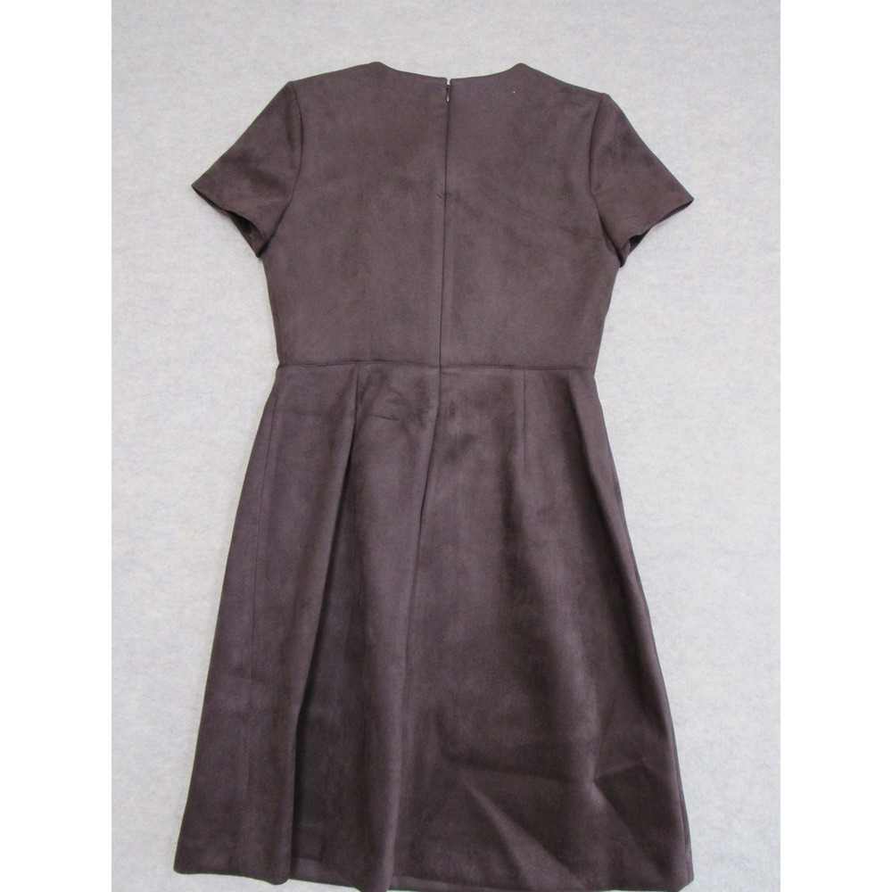 Calvin Klein Brown Faux Suede Ring Zip Dress Short Sleeve CD8J1F55 Size 4 - Picture 6 of 9